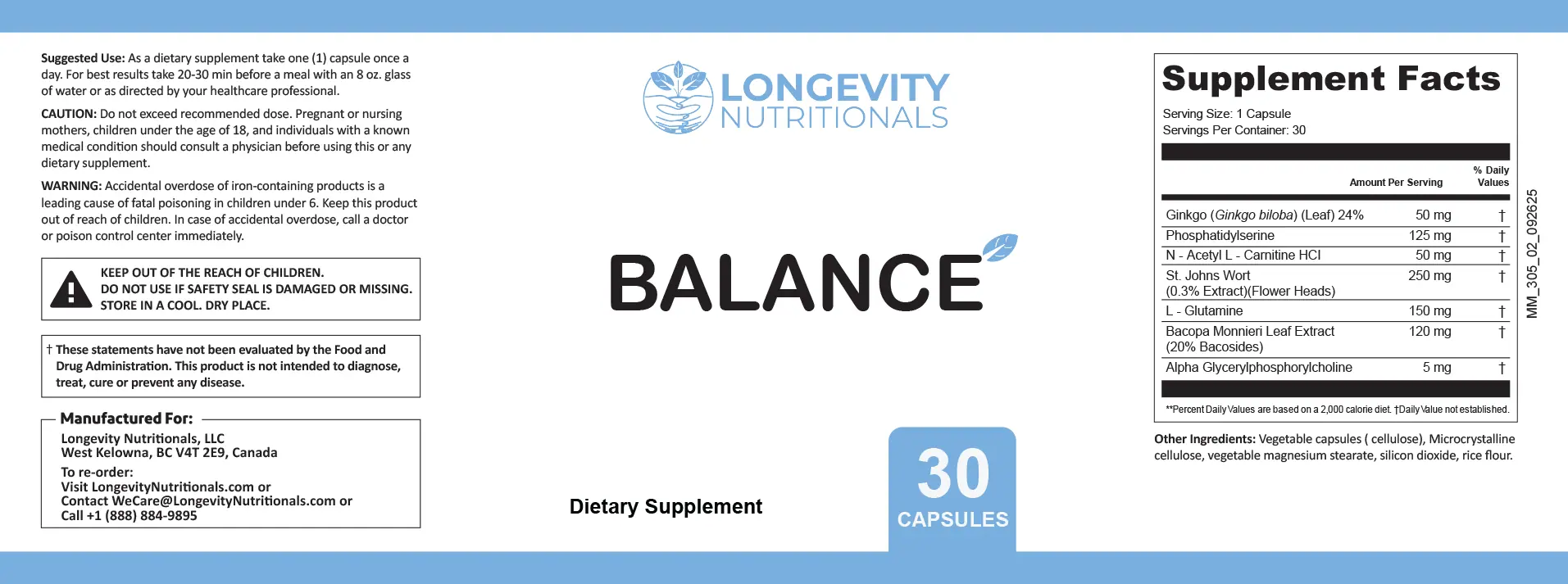 Balance Formula Supplement Facts