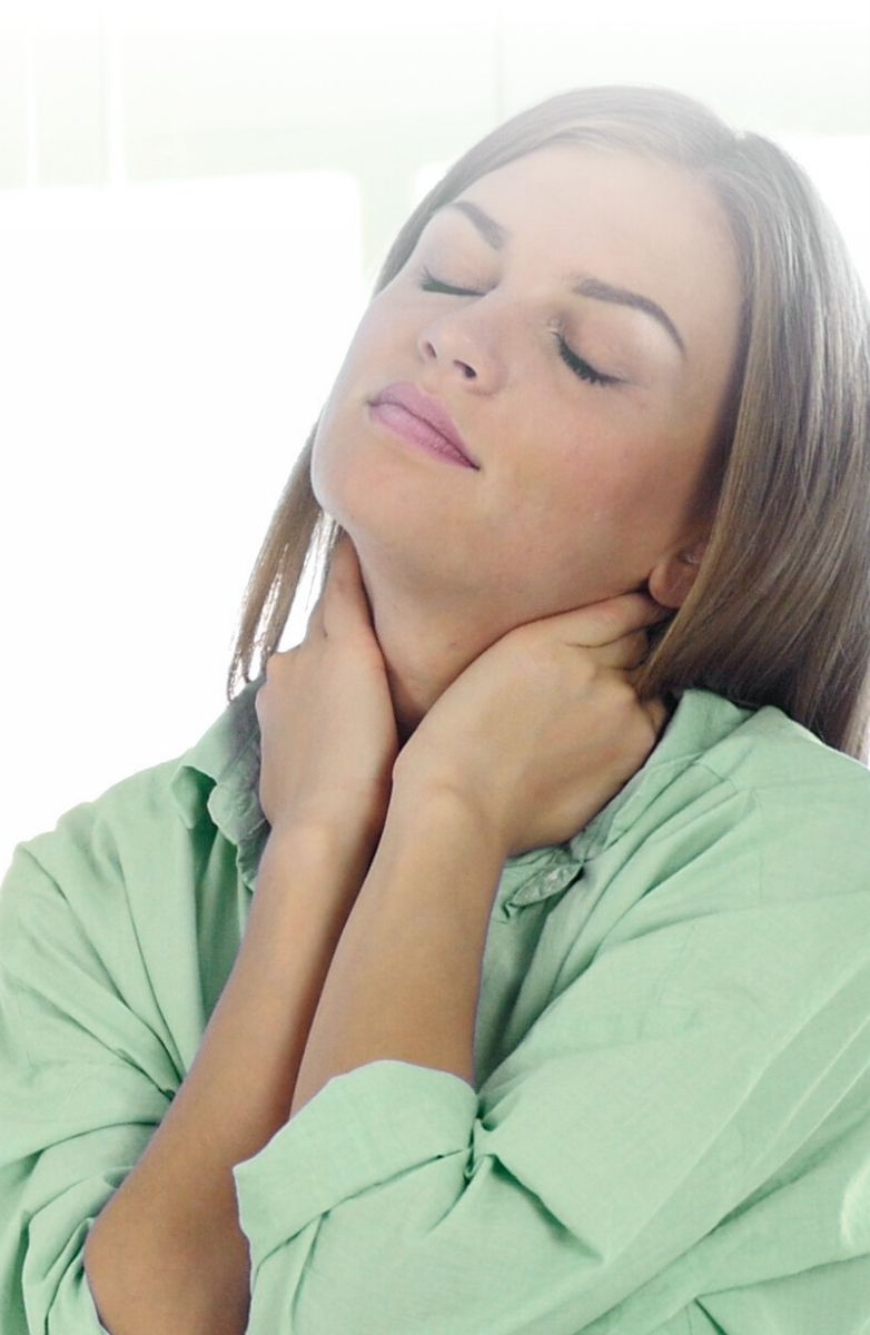 Woman Holding Neck